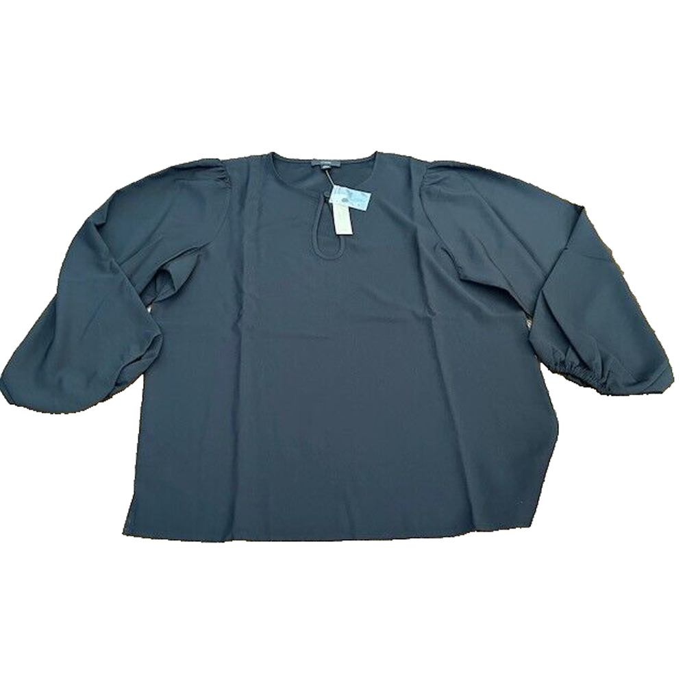 J.Crew‎ Blouse Top Long Sleeve Puff Sleeve Satin Back Crepe BL712 Black MT NEW